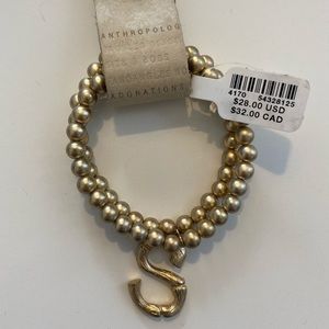Anthropologie Monogram Beaded Bracelet “S”
